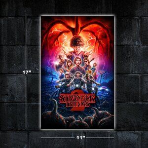 Stranger Things season 2 illustrated poster - 11x17 wall art print merch gift